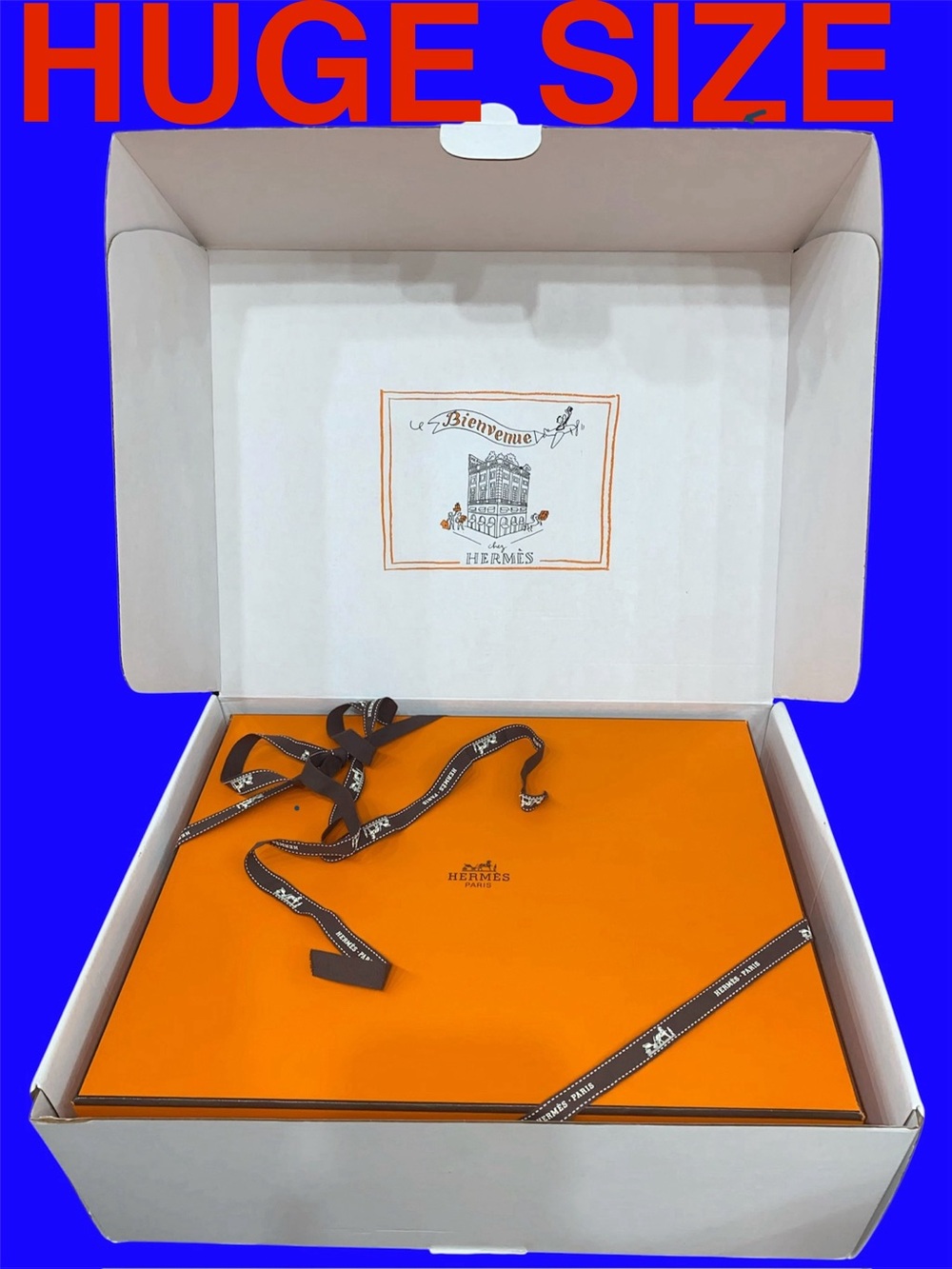 Hermes Box Ribbon empty BIG Bag Scarf Shoes Sneakers Storage Replacement Gift